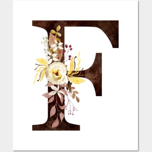 Floral Monogram F Lovely Autumn Foliage Posters and Art